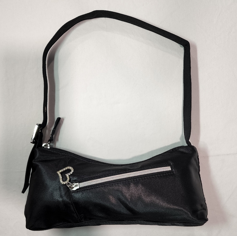 90s Y2K Black Satin Shoulder Bag
